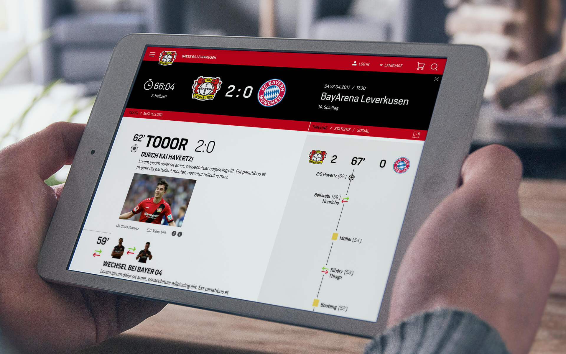 Vega Digital Awards Winner - Website Bayer 04 Leverkusen, stay golden GmbH
