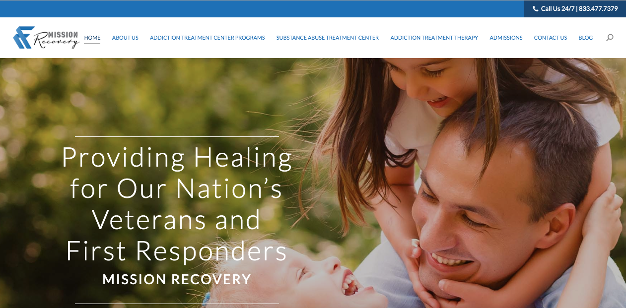 Vega Digital Awards Winner - Mission Recovery Home Page, Dreamscape Marketing