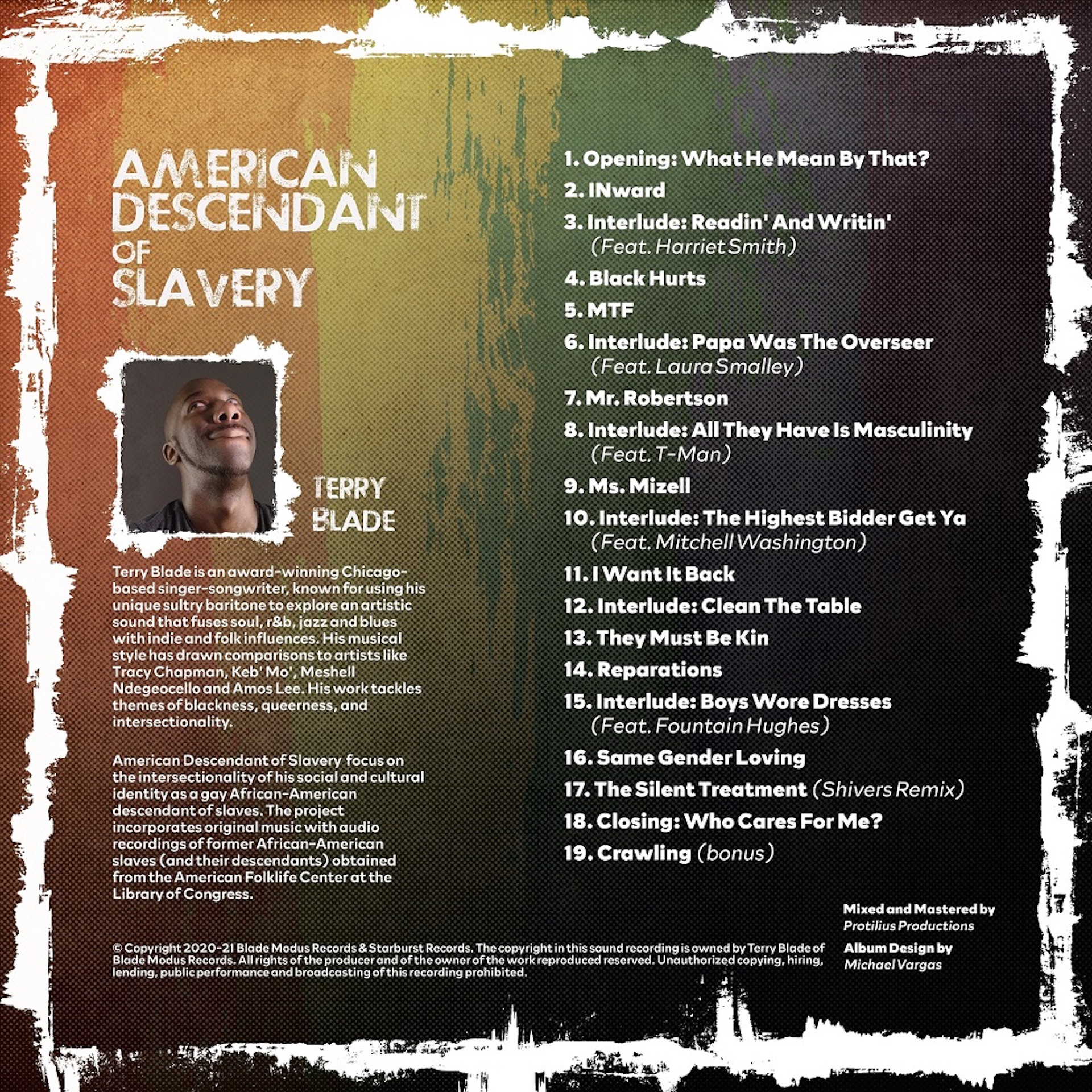 Vega Digital Awards Winner - American Descendant of Slavery, The Album, Terry Blade Music