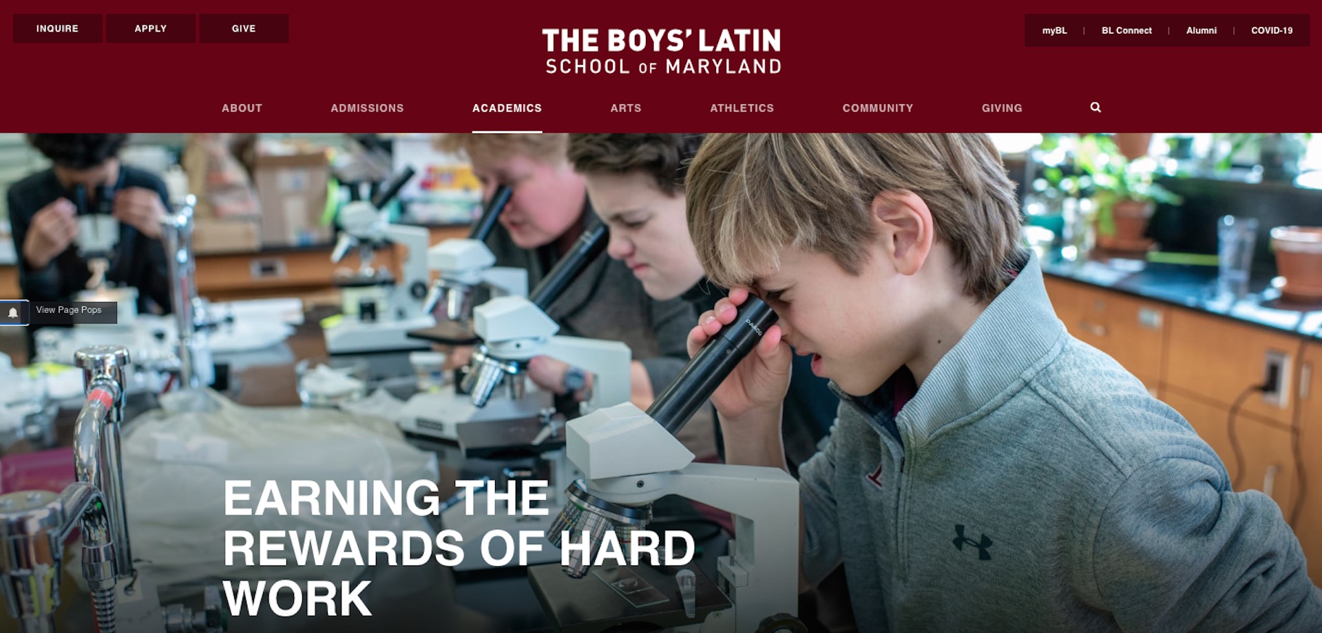Vega Digital Awards Winner - The Boys’ Latin School of Maryland, Finalsite