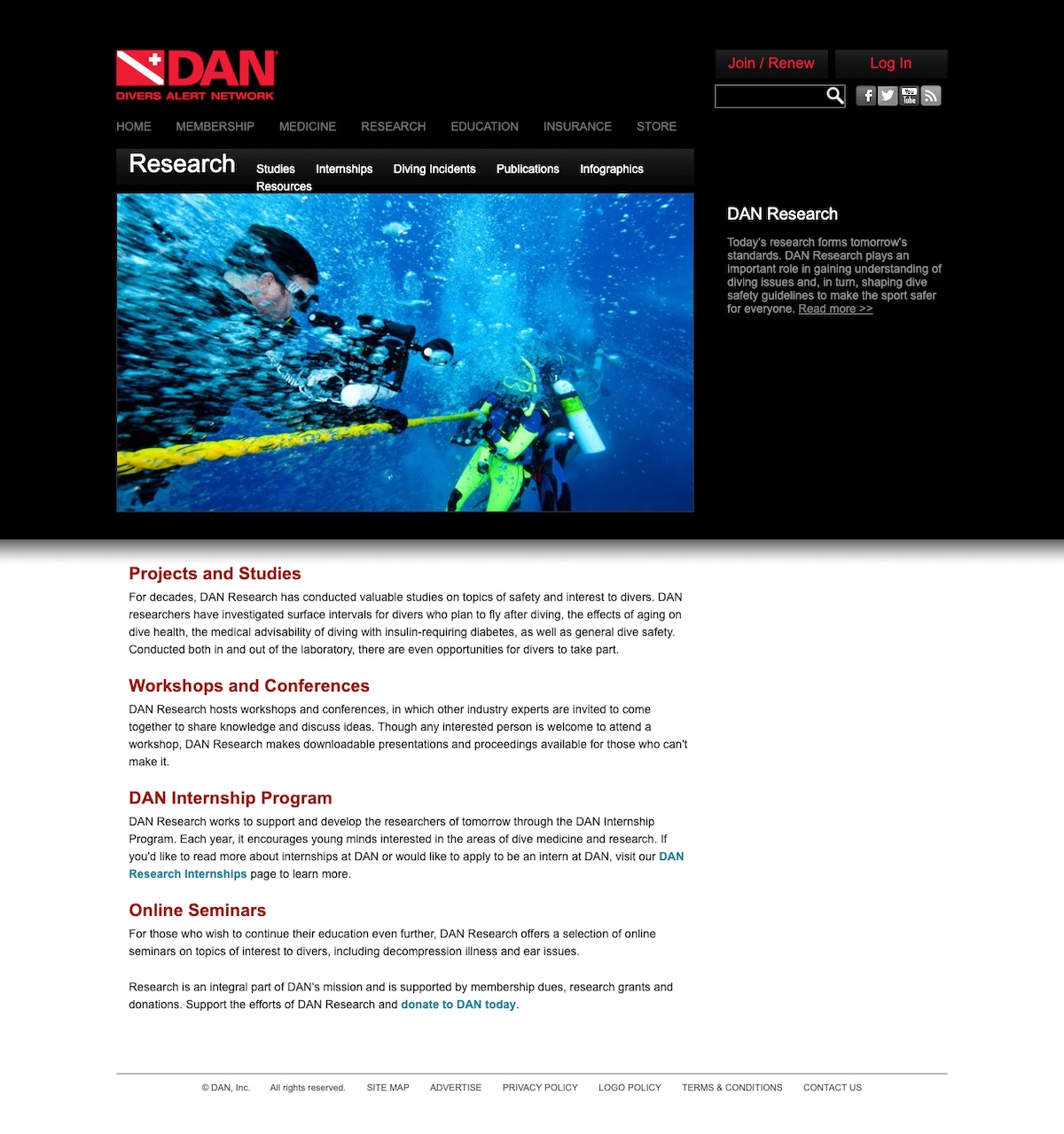 Vega Digital Awards Winner - Divers Alert Network Website, DesignHammer