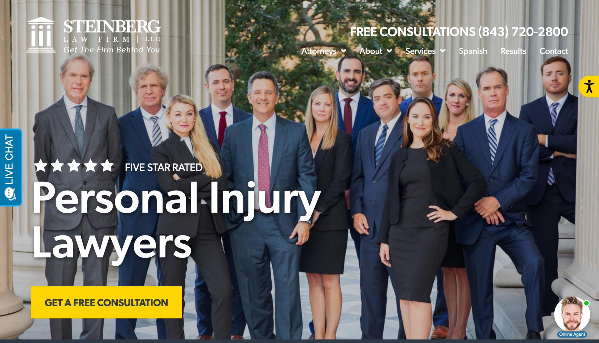 Vega Digital Awards Winner - Steinberg Law Firm - South Carolina Personal Injury Lawyers, Custom Legal Marketing