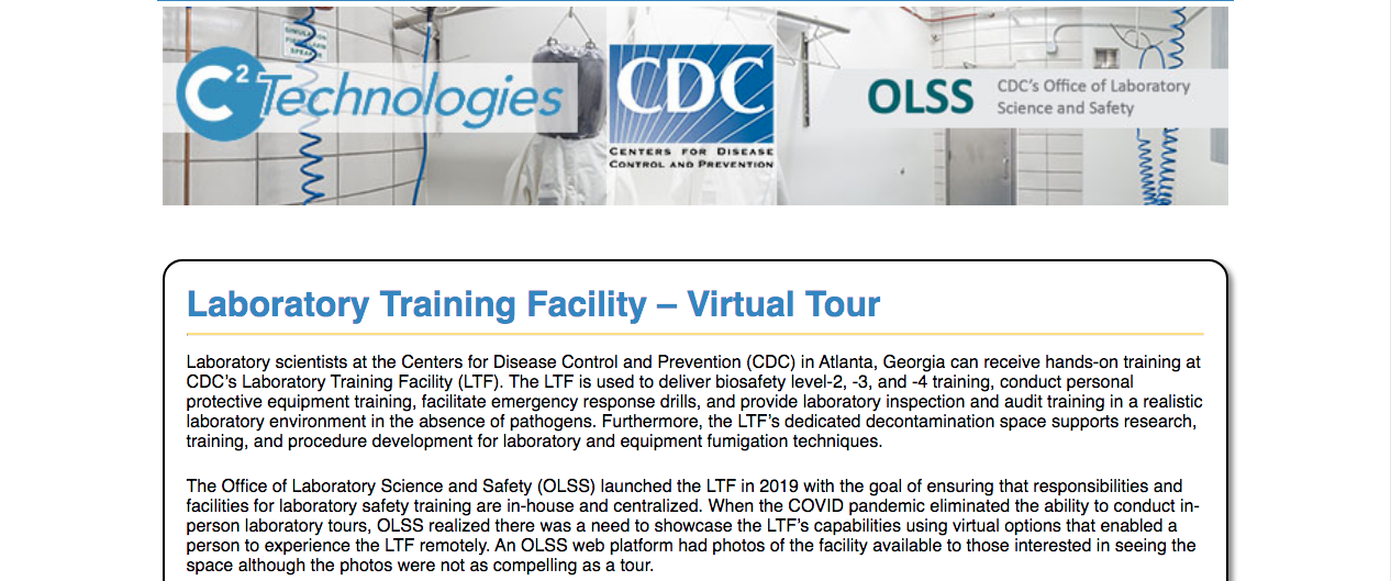 Vega Digital Awards Winner - Laboratory Training Facility – Virtual Tour, C2 Technologies, Inc.