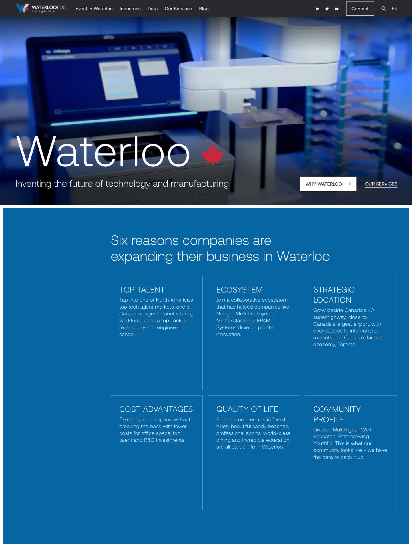 Vega Digital Awards Winner - Waterloo EDC Website Redesign, Waterloo EDC