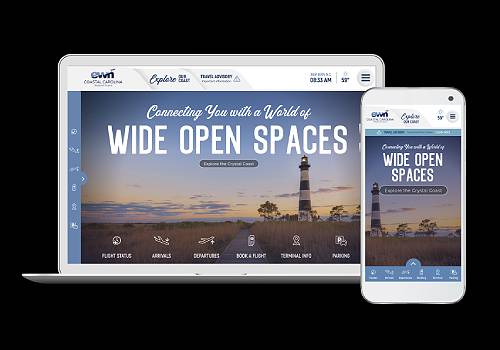 Coastal Carolina Regional Airport (EWN) Website, LHWH Advertising & PR - Vega Website Awards Winner