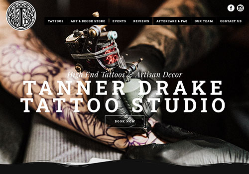 Tanner Drake Tattoo Website, ID International - Vega Website Awards Winner