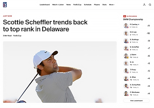 PGA TOUR Website, Work & Co - Vega Website Awards Winner